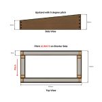 Technical drawing showing side and top views of the fixed rooflight frame