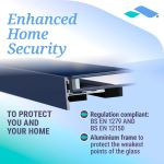 Enhanced home security feature graphic for the Skyseal fixed rooflight, showing regulatory compliance