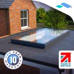 Skyseal flat roof skylight fitted above a red-brick extension