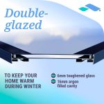 Double glazed feature graphic for the Skyseal flat glass rooflight, showing the argon-filled cavity