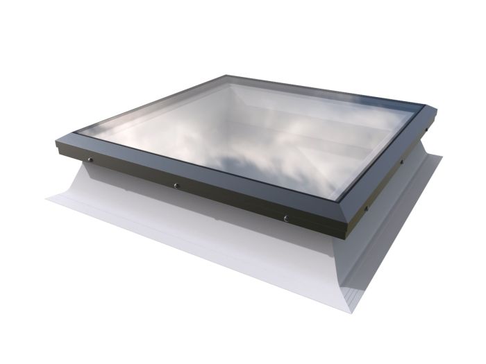Flat glass rooflight flat roof window fitted with a 150mm kerb