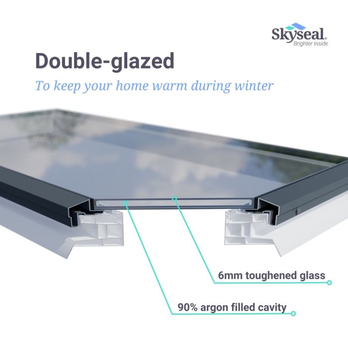 Double glazed unit used in the Skyseal flat glass opening rooflight