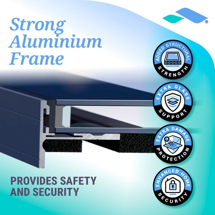 Strong aluminium frame feature graphic for the Skyseal fixed rooflight