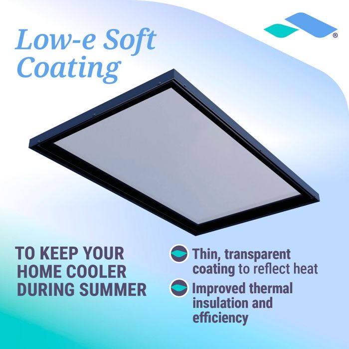 Low-E soft coating feature graphic for the Skyseal flat glass rooflight